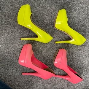 Yellow and pink high heels